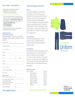 School Uniform Order Form