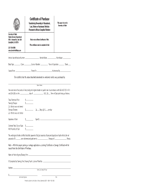 Certificate of Purchase for Abandoned Vehicles