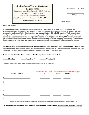 StudentParentTeacher Conference Request Form Student - cms coronadousd