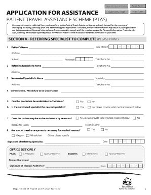Patient Travel Assistance Scheme Application