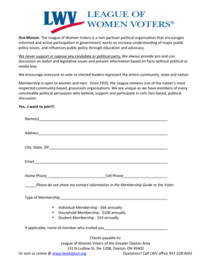 League of Women Voters Membership Application