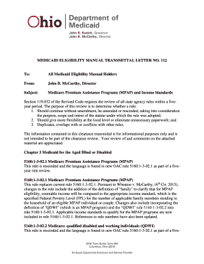 MEDICAID ELIGIBILITY MANUAL TRANSMITTAL LETTER NO 112 To