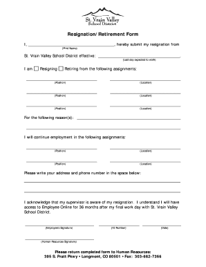 Resignation/Retirement Form