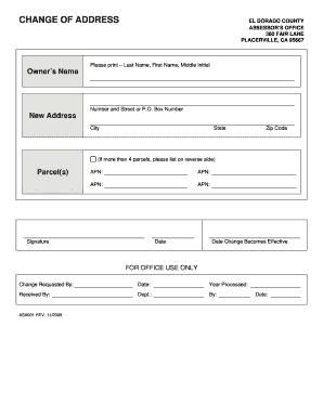 El Dorado County Change of Address Form