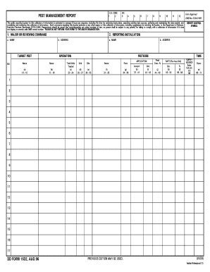 DD Form 1532 Pest Management Report