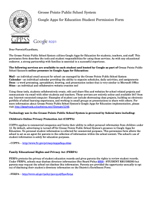 Grosse Pointe Google Apps for Education Permission Form