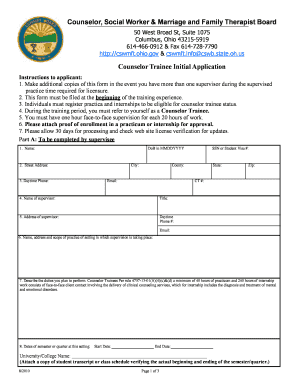 Ohio Counselor Trainee Initial Application