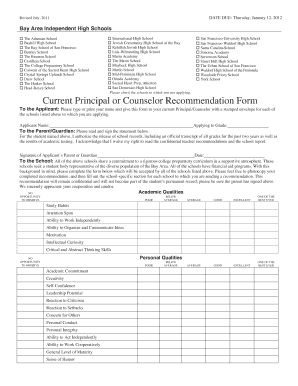 Principal or Counselor Recommendation Form
