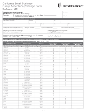 California Small Business Group Acceptance/Change Form