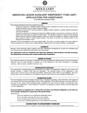 American Legion Auxiliary Emergency Fund Application