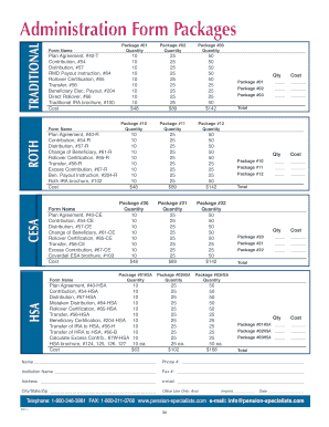 IRA and HSA Form Packages