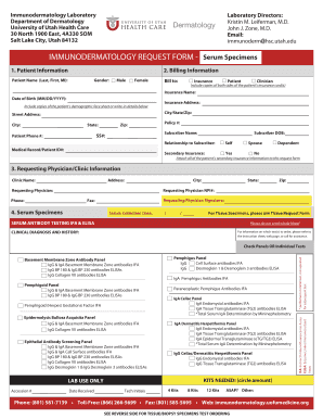 Immunodermatology Request Form