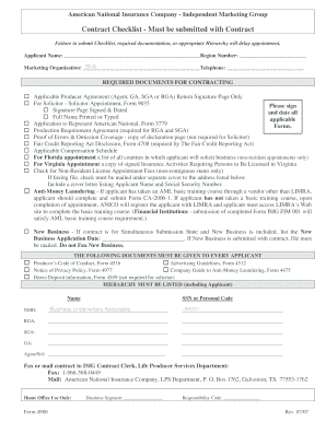 American National Insurance Company Contract Checklist