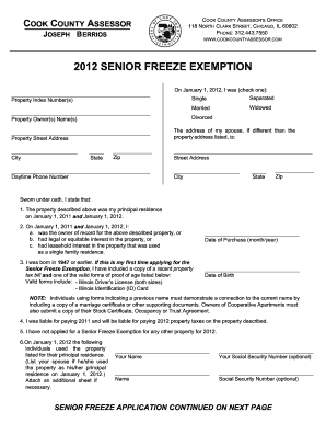 2012 Senior Freeze Exemption Form