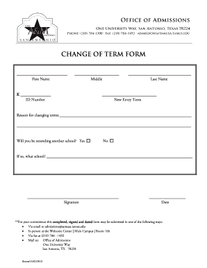 Change of Term Form