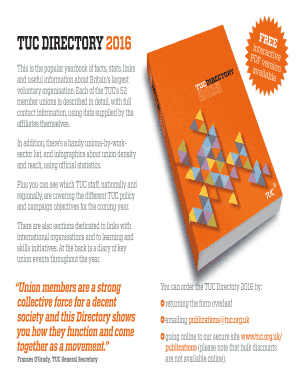 TUC Directory 2016 Order Form