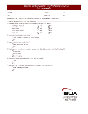 Dilated Cardiomyopathy Underwriting Form
