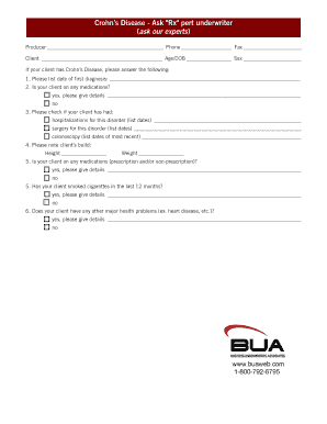 Crohn’s Disease Underwriting Form