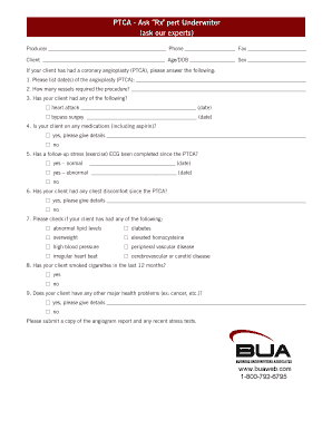 PTCA Underwriting Application Form