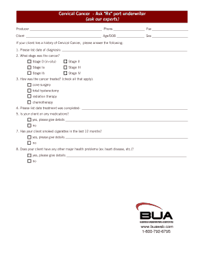 Cervical Cancer Underwriting Form