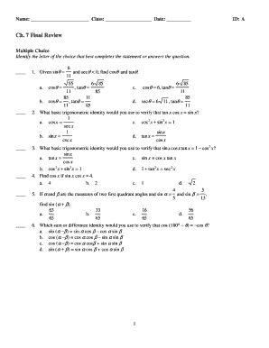 Trigonometry Final Review