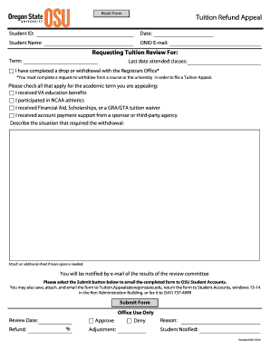 Tuition Refund Appeal Form
