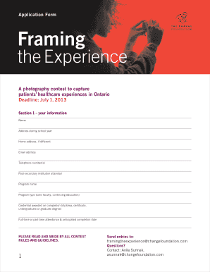 Framing the Experience Application Form