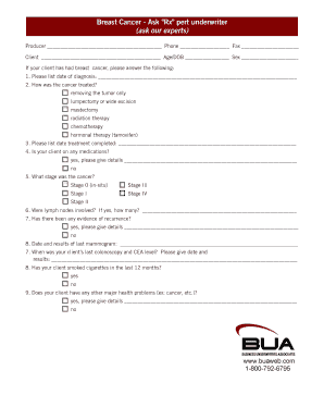 Breast Cancer Underwriting Form