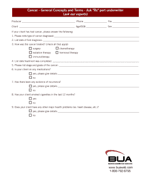 Cancer Underwriting Information Form