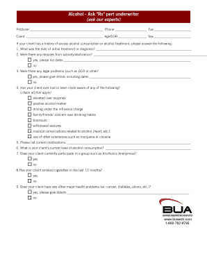 Alcohol Consumption Underwriting Form