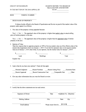 Property Tax Appeal Form