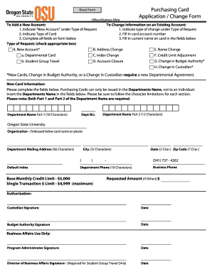 Purchasing Card Application Form