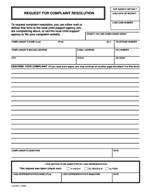 California Child Support Complaint Resolution Form