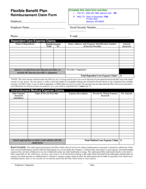 Dependent Care and Medical Expense Reimbursement Claim Form