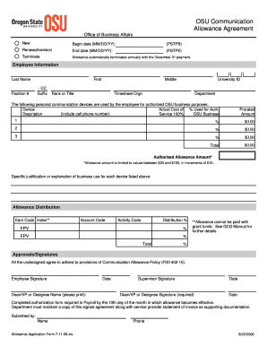 OSU Communication Allowance Agreement