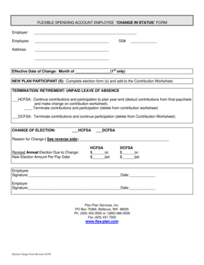 Flexible Spending Account Change in Status Form