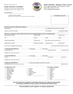 California Vessel Property Statement