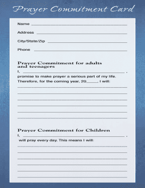 Prayer Commitment Card