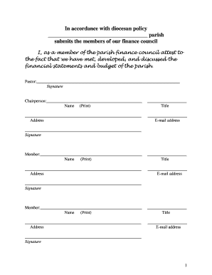 Parish Finance Council Meeting Attestation Form