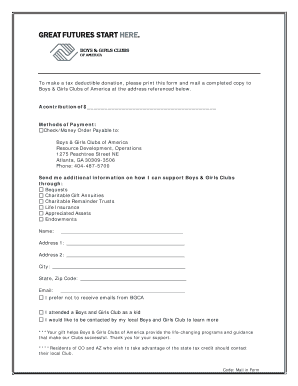 Boys & Girls Clubs of America Donation Form