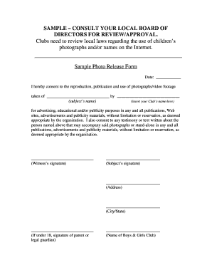 Sample Photo Release Form