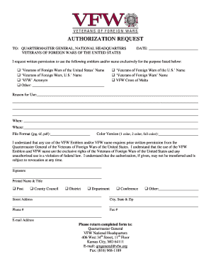 VFW Authorization Request Form