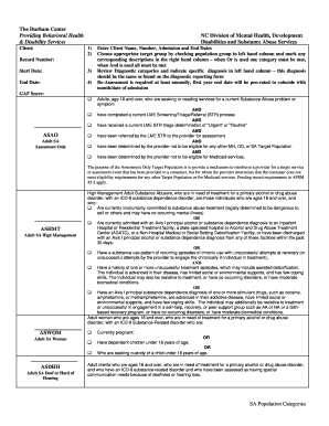 North Carolina Substance Abuse Assessment Form