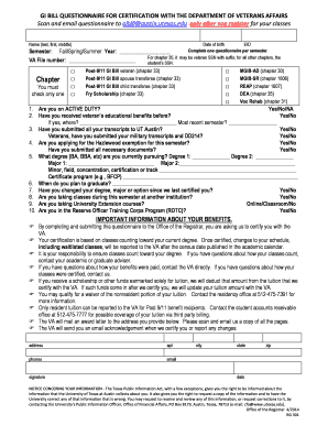 GI Bill Certification Questionnaire