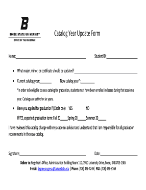 Catalog Year Update Form