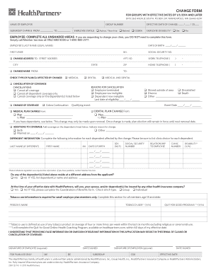 HealthPartners Change Form