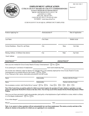 Citrus County Employment Application