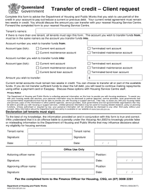Queensland Tenant Credit Transfer Request Form