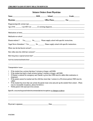 Seizure Management Order Form