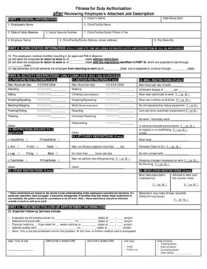 Fitness for Duty Authorization Form